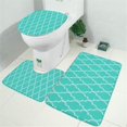 thumbnail image 2 of Turquoise Geometric Quatrefoil Pattern Bathroom Rugs Sets 3 Piece,Toilet Cover Set,Absorbent Non Slip Bathroom Mats Sets with U-Shaped Contour Rug Toilet Rug Set, 2 of 5