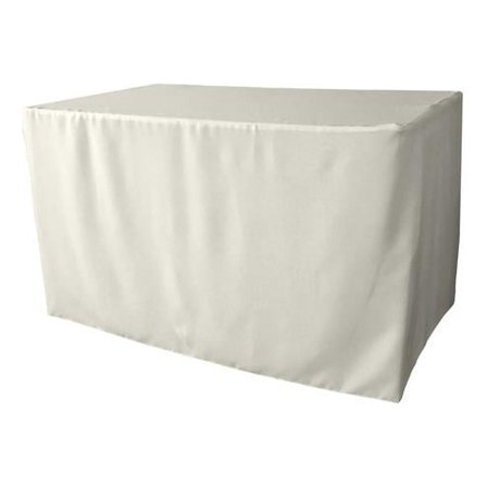 LA Linen TCpop-fit-48x30x30-WhiteP11 1.8 lbs Polyester Poplin Fitted Tablecloth, White