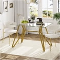 thumbnail image 6 of Gold Modern Rectangular Glass Dining Table for 6, Tempered Glass Top with Sturdy Metal Legs, Kitchen Dining Room Table for Home Office, 6 of 10
