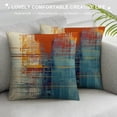 thumbnail image 3 of COMIO  Blue and Orange Decorative Throw Pillow Covers Teal Vintage Abstract Messy Rust Painting Pillow Cases Turquoise Pillow Shams for Sofa Couch Bed Living Room Outdoor Home Décor, 3 of 5