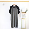 thumbnail image 4 of Maoww Chemise de Nuit Homme Coton Raglan Vêtements de Nuit Léger Robe de Pyjama Respirante Col Rond Chemise de Nuit Noir/gris Foncé TG, 4 of 9
