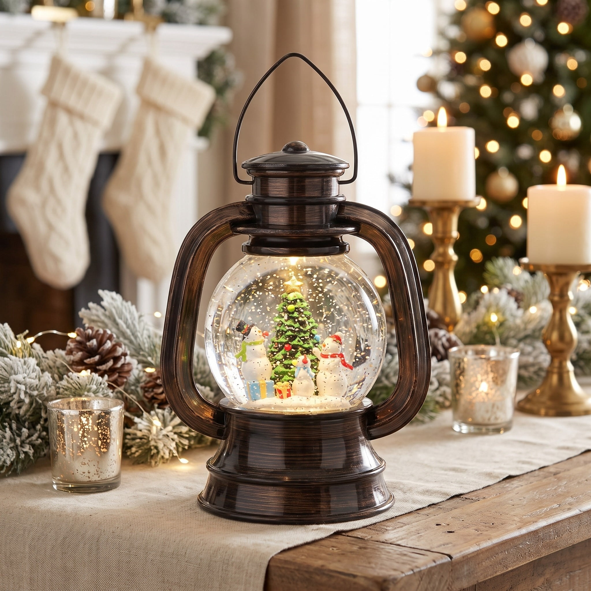 Light-Up Snowman Water Lantern Christmas Decoration, Multicolor, 7.8", by Holiday Time