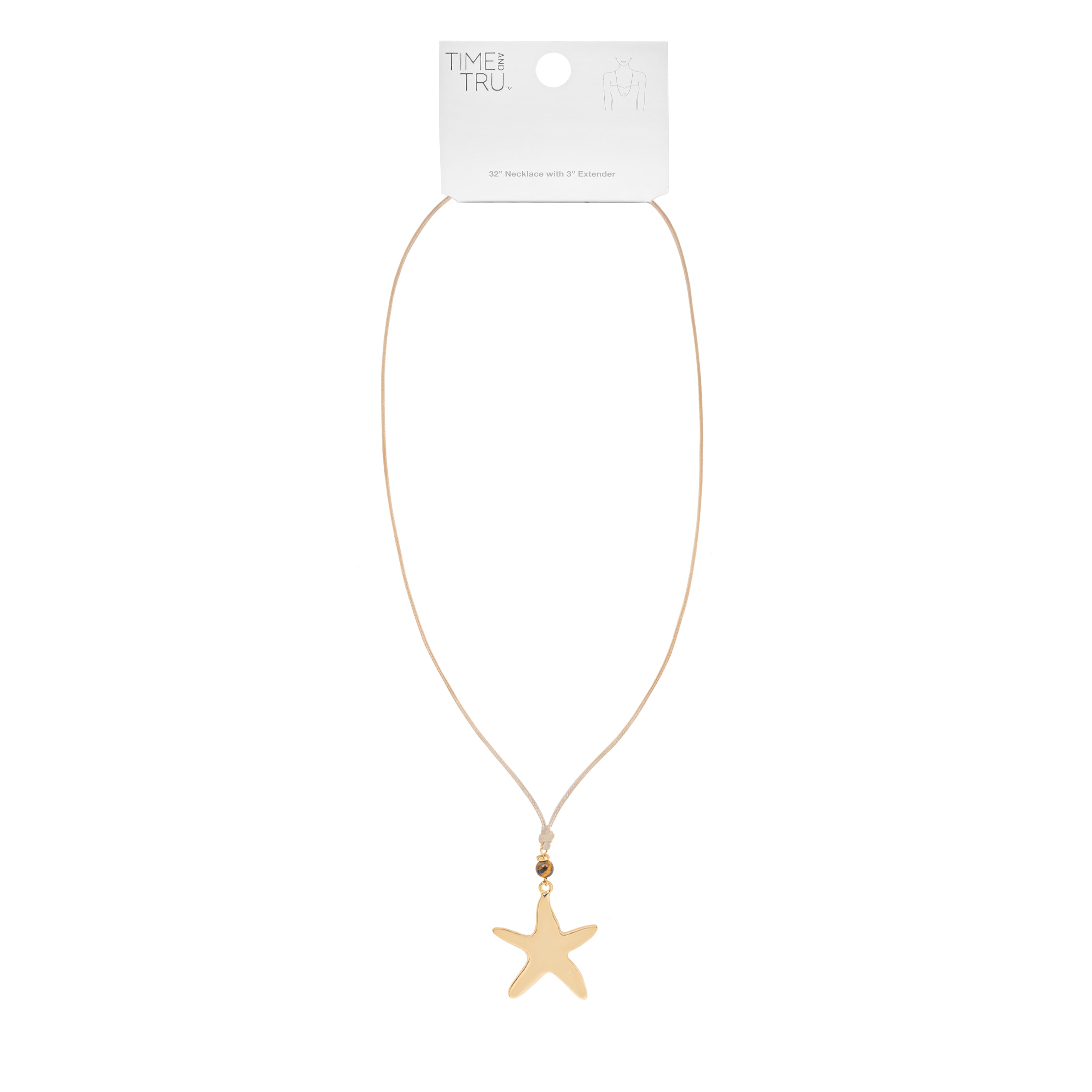 Time and Tru Starfish Pendant Necklace with Corded Design and Golden Details