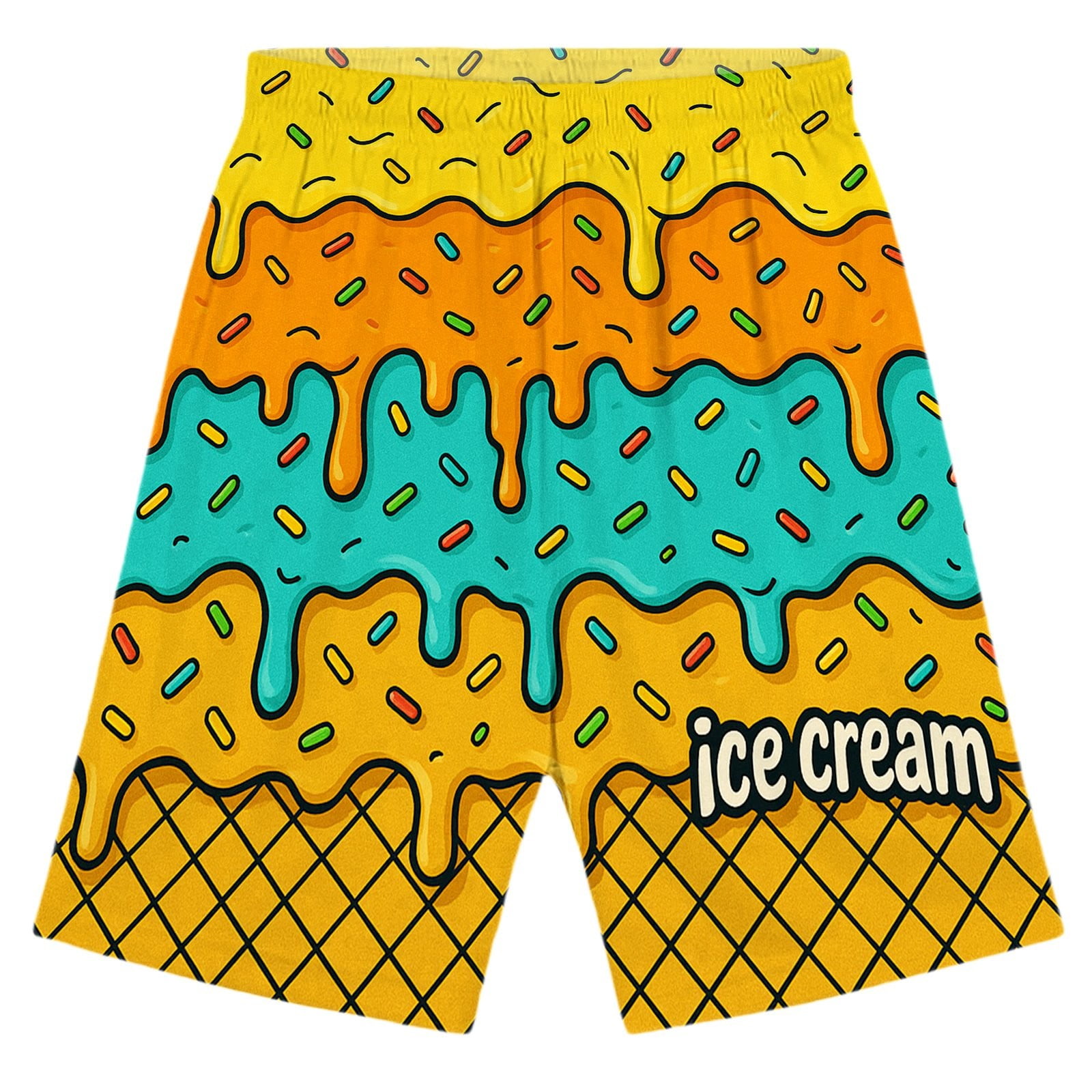 ZHOGXU Toddler Kids Teens Girls Shorts Elastic Waist Cartoon Print Comfortable Casual Playwear Shorts For School Outdoor Activities Yellow2 9-10 Years