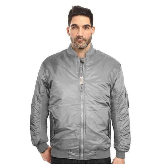 New Men's USA Premium Padded Water Resistant Reversible Flight Bomber Jacket (Gray,M)
