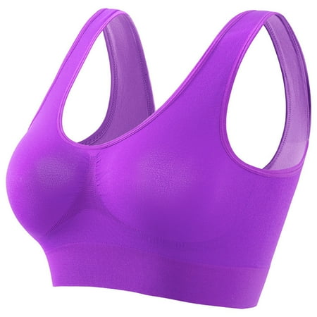 Kddylitq Seamless Bras For Women Bralette Breathable Adjustable Balconette Push Up Bra Smoothing Compression Running Sport Push Up Wirefree Wireless Placed Lingerie Bras Purple S