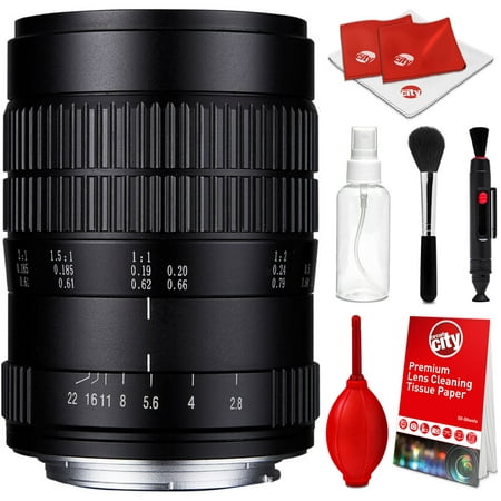 Image of oshiro 60mm f/2.8 2:1 ld unc full frame ultra-macro lens for canon dslr with optical cleaning kit