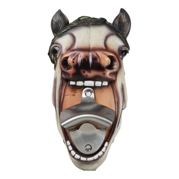 Rustic Western Country Farm Comical Neighing White Horse Wall Bottle Opener