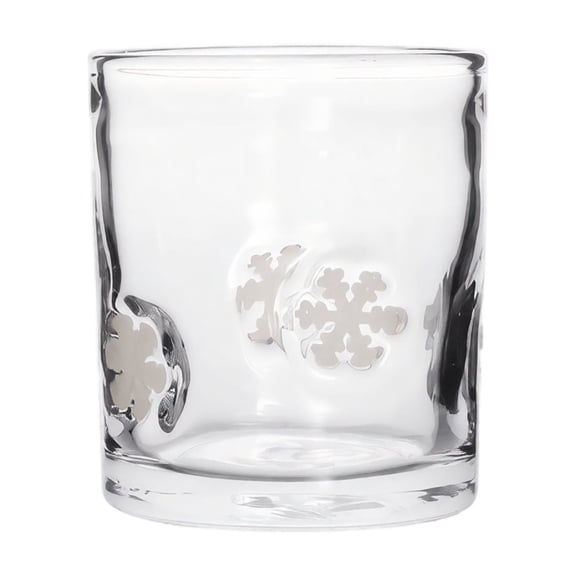 Glass Cup Hand Embossed Snowflake Decorated Clear Tumbler 9.0 oz Single Pack for Christmas Party Daily Drinking Holiday Home Tabletop Decor Ideal Festive Gift for Family Friends