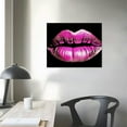 thumbnail image 3 of JRXY  Black and Pink Lips Canvas Wall Art Fashion and Glam Poster Sexy Red Lip Picture Gallery Wrap for Bathroom Bedroom Makeup Room Wall Decor 20x16in, 3 of 4