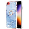 thumbnail image 2 of Compatible with iPhone SE 2022 Case, Fantastic Marble Patterned Phone Case Anti-Scratch Slim Hybrid Hard Plastic Bumper+Soft Silicone TPU with Ring Kickstand Bumper Shockproof Cover,Blue, 2 of 6