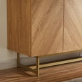 thumbnail image 3 of Roomfitters 57” Mid Century Modern TV Stand, Herringbone Pattern Buffet Cabinet Sideboard Credenza, Marble Top Media Console Entertainment Center for Living Room, Entryway (Oak Wood, Gold Metal Legs), 3 of 12