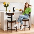 thumbnail image 2 of FDW Swivel Counter Height Bar Stool – 24.5″ Counter Height, 360° Swivel, Metal & Wood Frame, Upholstered Seat with Metal Footrest Brown, 2 of 7