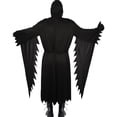 thumbnail image 2 of PJKOBMJ Adult Black Hooded Horror Fancy Dress Costume, Jagged Edge Long Robe Outfit with Belt and Gloves for Halloween Party,S, 2 of 9