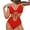 Red/Black, variant on Womens Bikini Sets Lace Up Strappy Swimsuits High Waisted One Shoulder Bathing Suit Swimwear