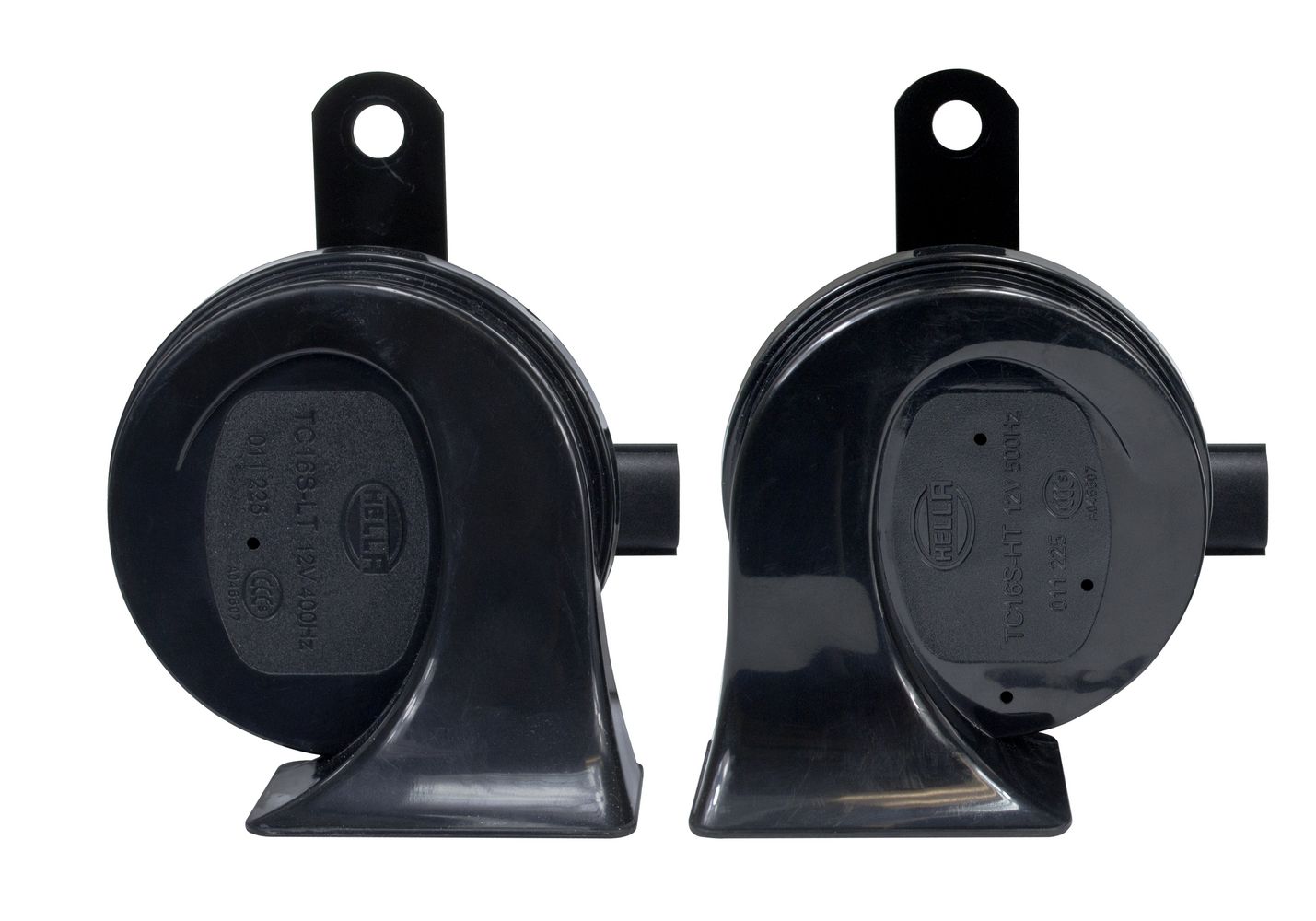 HELLA 011225901 Trumpet Horn TE26 Set  12V, 110dB(A), 400/500Hz Low & High Tone, 2-Pack