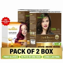 Herbishh Hair Color Shampoo for Grey Hair – Hair Dye Shampoo with Bio-Active Ingredients – Long Lasting Color – Travel-Friendly Pack (20 x 30ml Sachets) 5 Pack Hair Mask Sachets (Dark Brown)