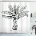 thumbnail image 1 of Banana Leaf Shower Curtain, Sketch Art Image of Ensete Banana Plant with Modern Monochrome Design, Fabric Bathroom Set with Hooks, 69W X 75L Inches Long, Black and White, by Ambesonne, 1 of 3