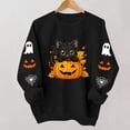 thumbnail image 6 of Women's Cute Black Cat in Pumpkin Sweatshirts Halloween Graphic Pullovers Long Sleeve Crew Neck Casual Fall Tops, 6 of 8