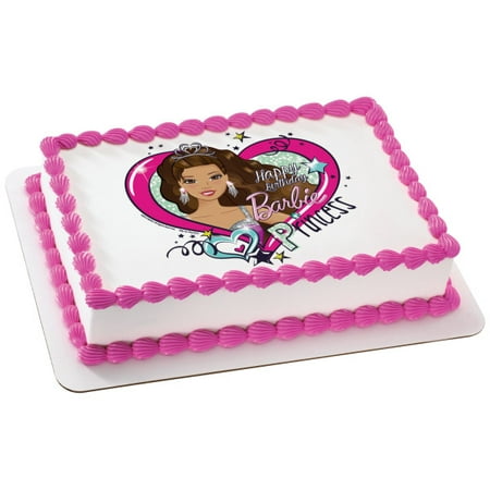  Barbie  Party  Princess 7 5 Round Sheet Image Cake Topper 