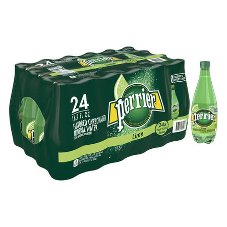 Perrier Lime Flavored Carbonated Mineral Water, 16.9 fl oz. Plastic Bottles (24