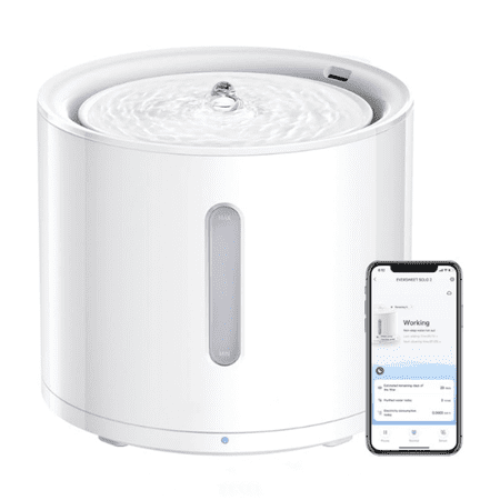 Solo 2 Cat Water Fountain with Pump Ultra Quiet 70oz/2L Pet Water Fountain for Cats and Dogs Inside 3 Working Modes Visualization Window (App Control)