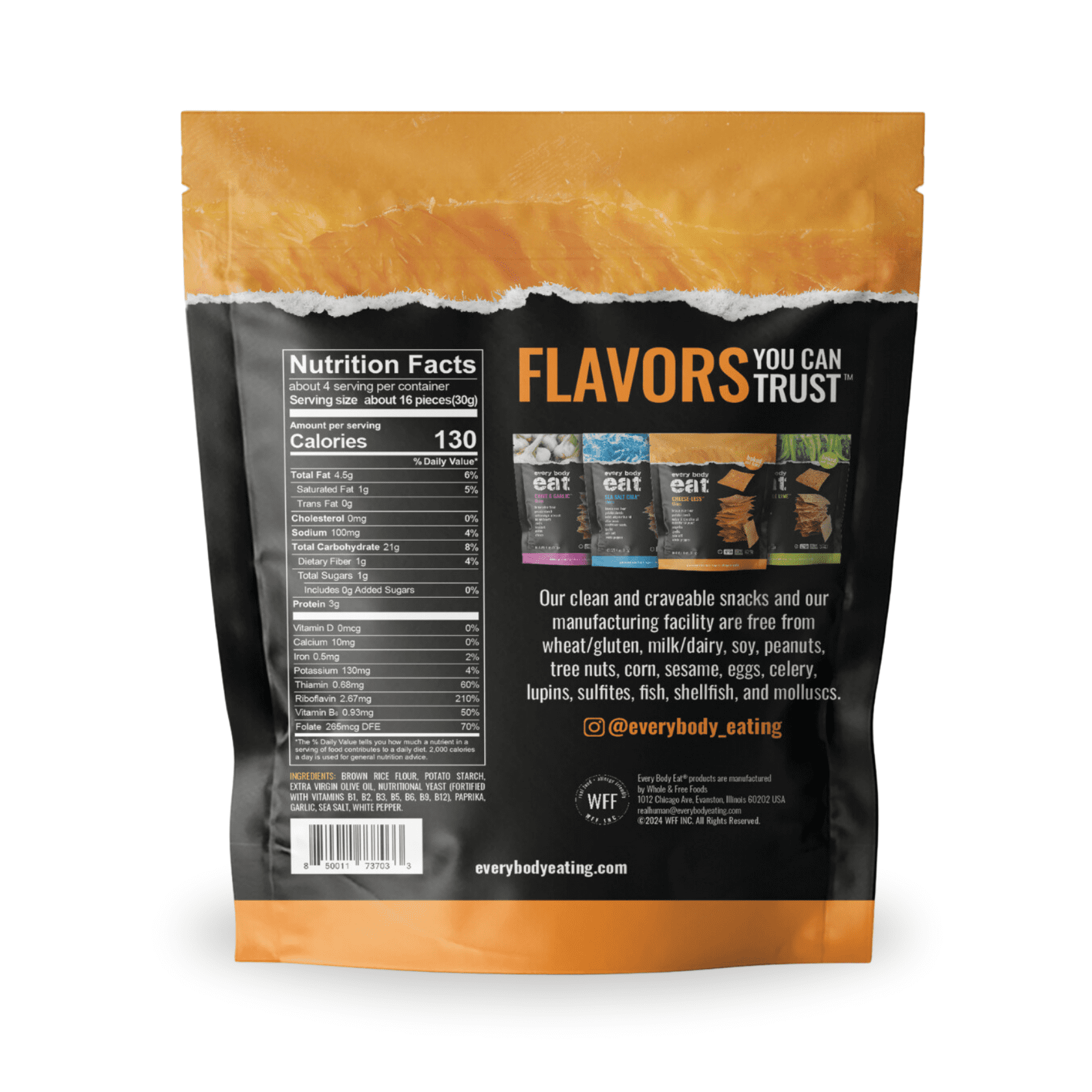 Every Body Eat Snack Thins, Cheese-less Flavor, Vegan, Gluten Free and Dairy Free (Pack of 2)