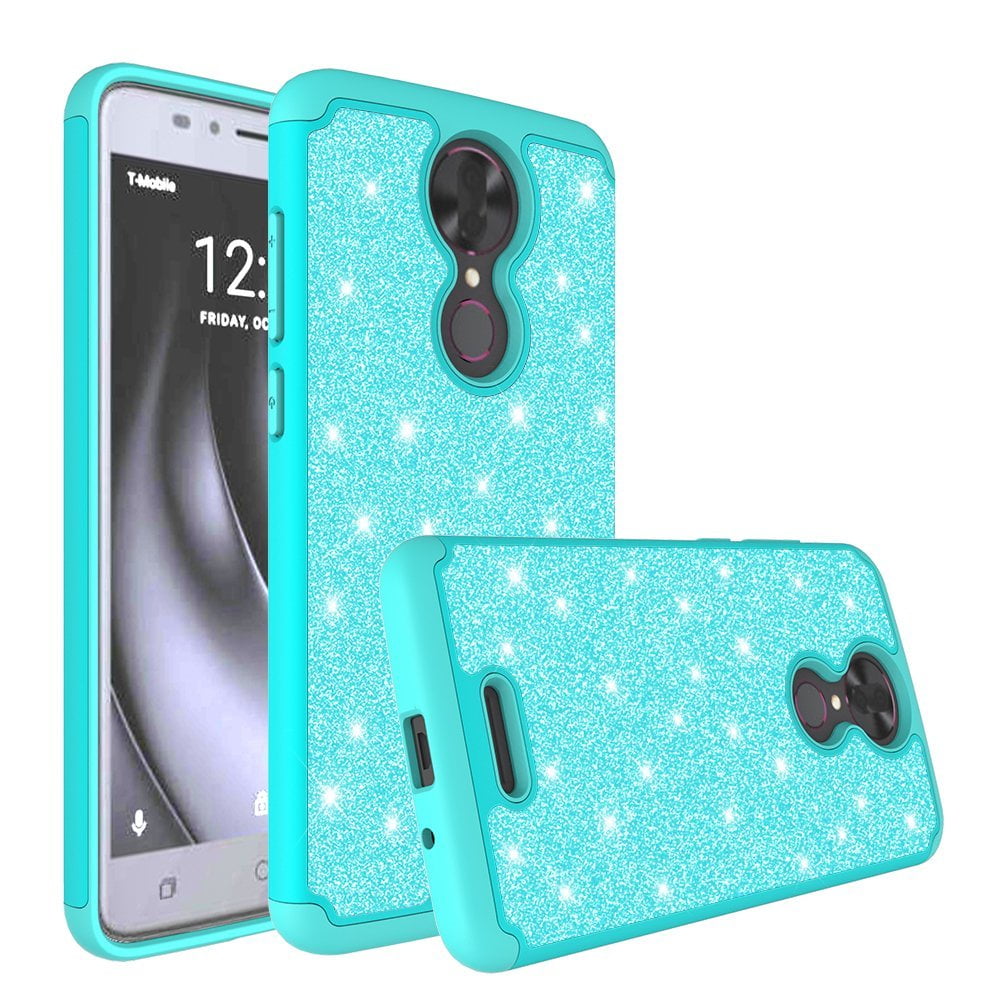 T Mobile Revvl Plus Case Coolpad Revvl Plus Tmobile Revvl Cases Glitter Bling Shock Proof Hybrid W Hd Screen Protector Cover Mint Walmart Com