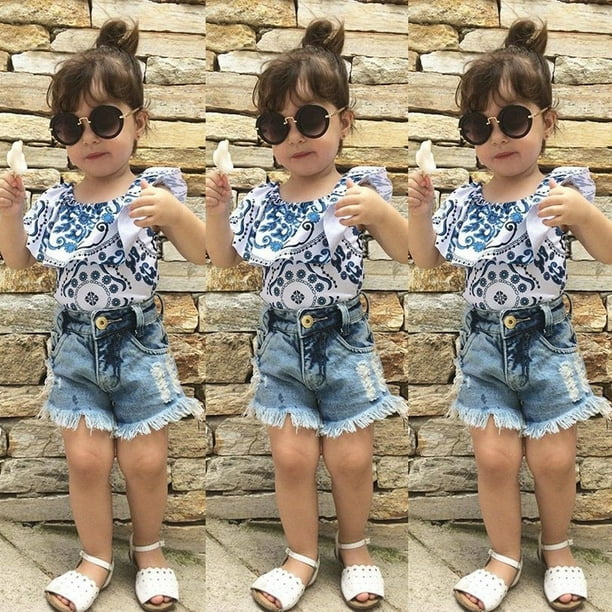 Kids ripped jean shorts sales
