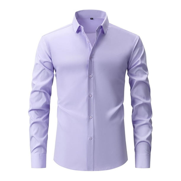 pstuiky Camisas de manga larga de invierno para hombre, Camisa de negocios con botones y cuello vuelto liso a la moda para hombre camisetas de hombre xxl