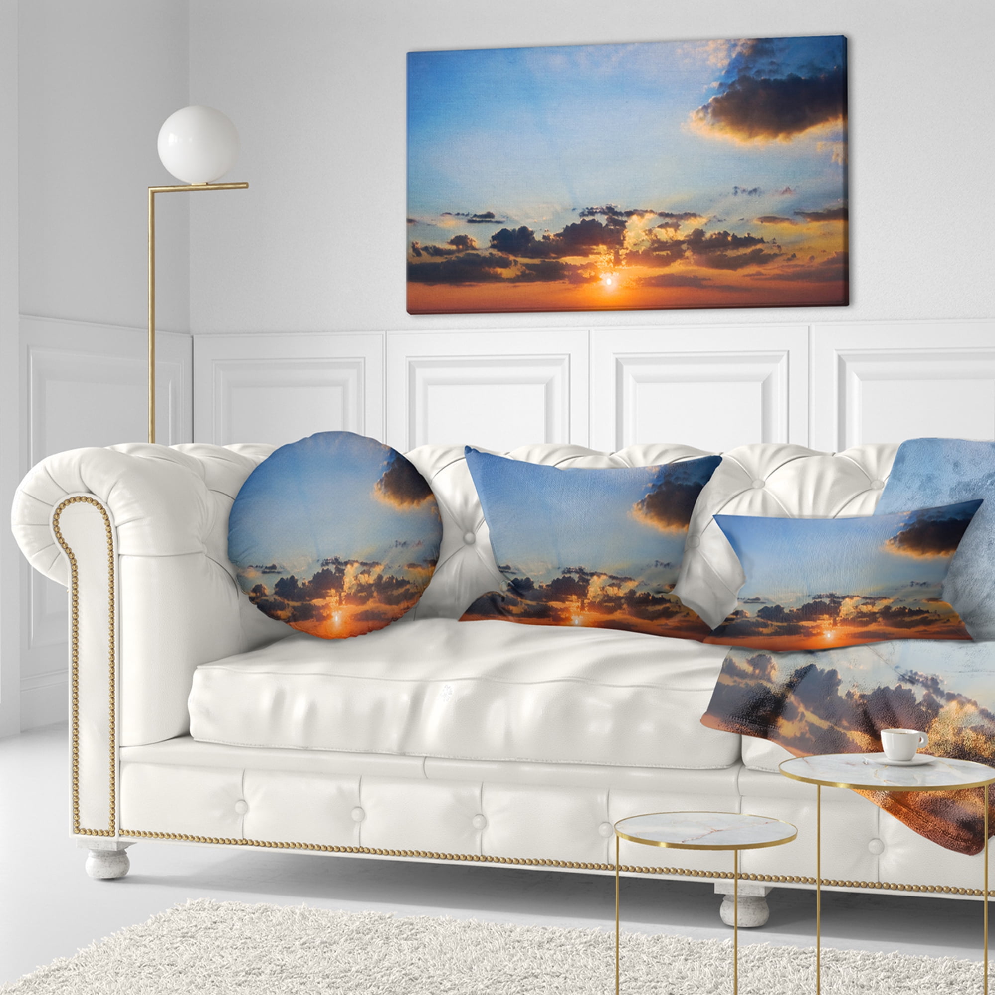 Designart 12" x 20" Blue Polyester Throw Pillow