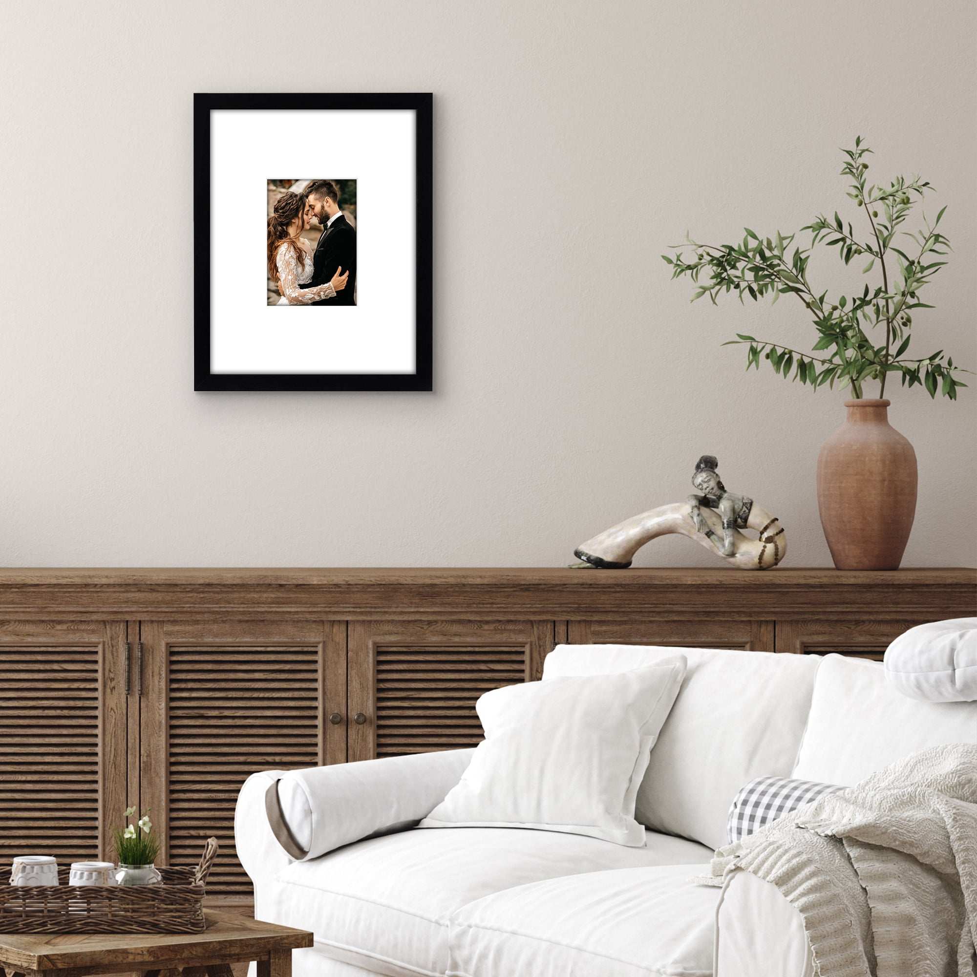 Americanflat 11x14 Picture Frame with Shatter-Resistant Glass with 5x7 Mat Display Photo Signature - Black