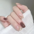 thumbnail image 1 of Uñas postizas con diseño de diamantes de imitación, manicura francesa brillante de Aurora, 24 piezas, 1 of 4