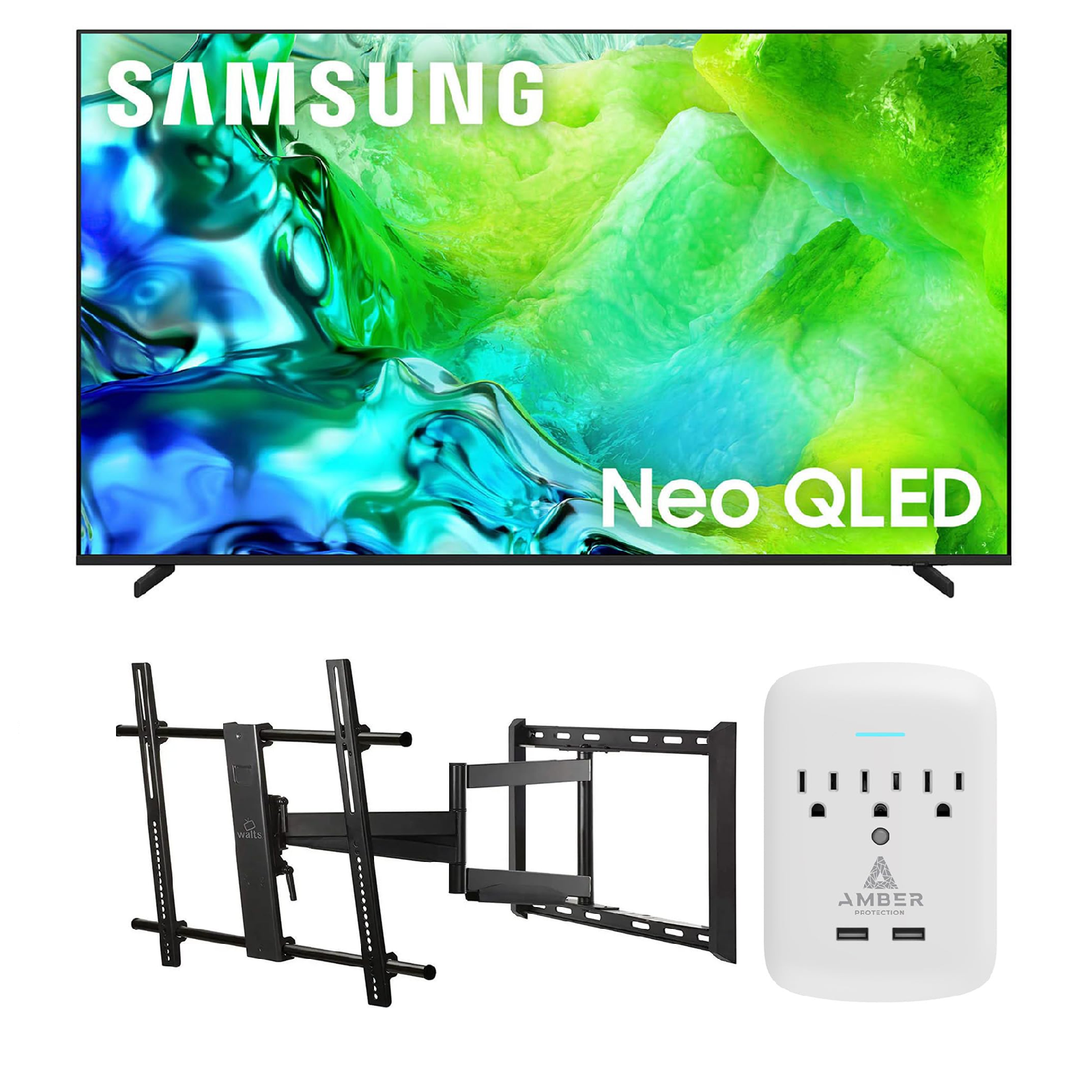 Samsung QN55QN80H TV with FULL-MOTION-MOUNT-43-90 and 3-OUTLET-SURGE (2026)