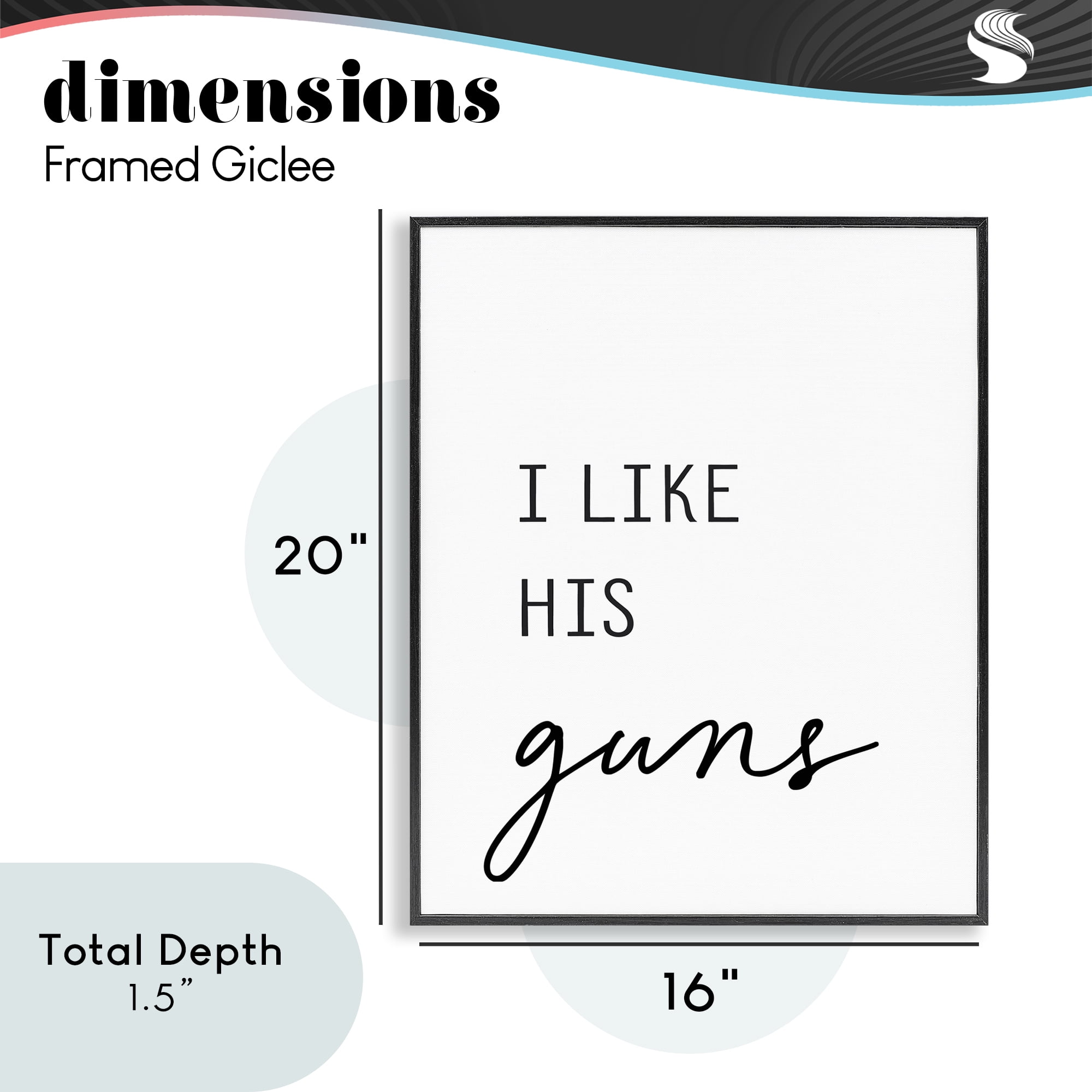 Like His Guns Black Framed Giclee Art, design by Lettered and Lined