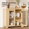 thumbnail image 4 of PYY Buffet Cabinet with Storage, 31.5" Sideboard Credenza with Tempered Glass Doors,  Wood Buffet Table for Living Room, Dining Room, Kitchen and Home Office, Natural Wood, 4 of 7