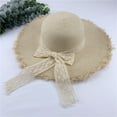 thumbnail image 3 of Tea Party Hats Easter Versatile Brimmed Straw Hat for Women Summer Lace Outing Sun Hat Small Fresh Bow Shading Beach Hat, 3 of 3