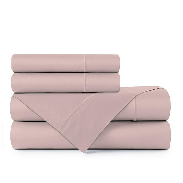 Johnson Home 300 TC combed cotton sheet set in light mauve color neatly folded