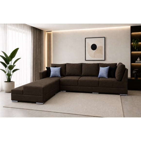 Sala esquinera El Bazar Store Aquiles Chocolate 260x200 cm Lino nacional Modular