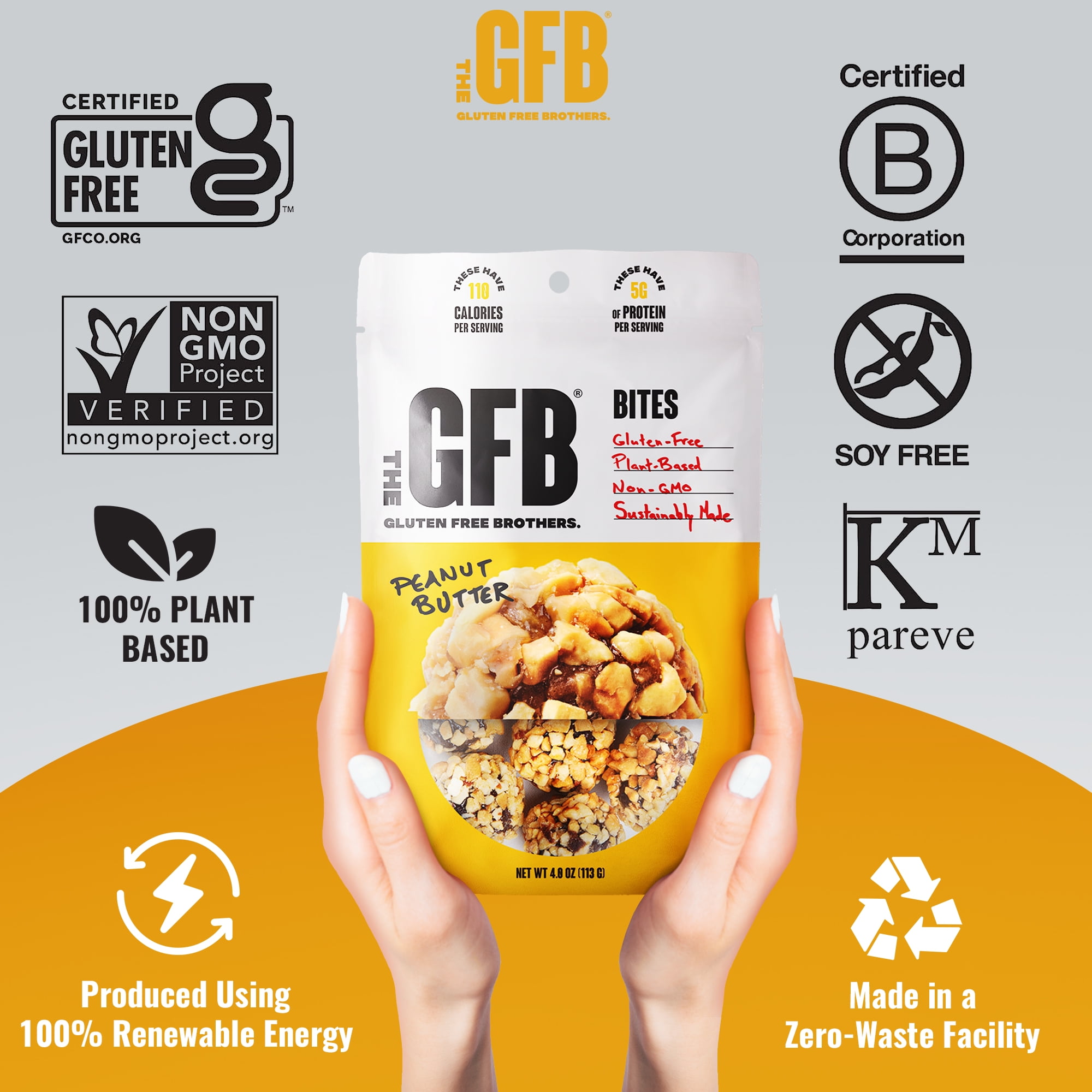 The Gluten Free Brothers Peanut Butter Bites, Protein Balls – Non GMO, Soy Free, Vegan – 4 oz (6 ct)