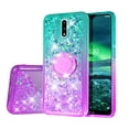 thumbnail image 2 of SOGA Phone Cover Compatible for Nokia 2.3 Case Liquid Floating Quicksand Case with Diamond Ring Stand for Magnetic Car Mount and Lanyard - Purple on Teal, 2 of 5