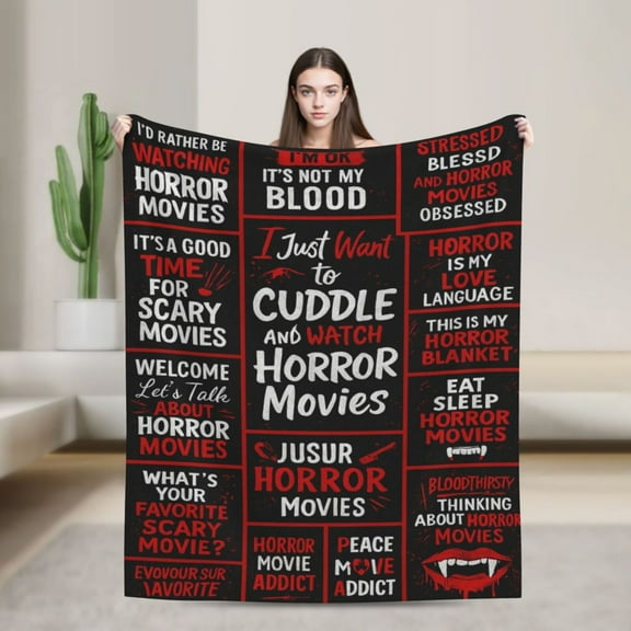 Halloween Horror Movie Blanket , Gifts for Horror Movie Lovers, Scream Plush Blankets for Women Men, Halloween Party Decoration 50x40