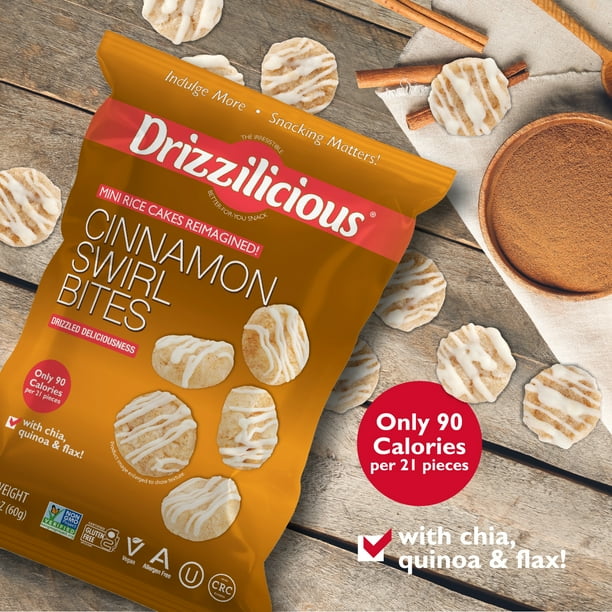 3 pack) Drizzilicious Mini Rice Cakes, Cinnamon Swirl Flavored
