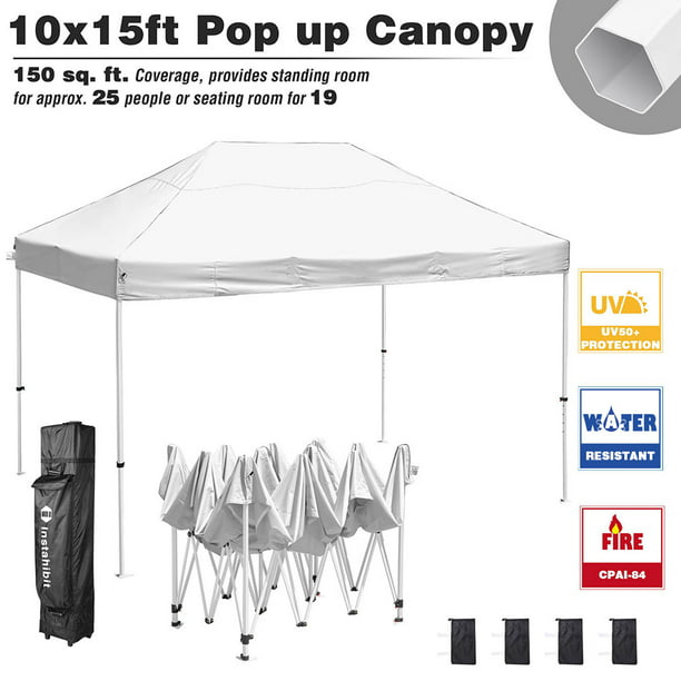 Calligrapher rit as Instahibit 10x15' Easy Pop Up Canopy Tent 550D Commercial Instant Shelter  Trade Fair 4 Sandbags CPAI-8 Certification - Walmart.com
