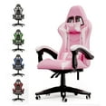 thumbnail image 1 of Bigzzia High-Back Gaming Chair PC Office Chair Computer Racing Chair PU Desk Task Chair Ergonomic Executive Swivel Rolling Chair with Lumbar Support for Back Pain Women, Men (Pink), 1 of 7