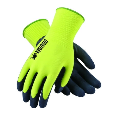 Safety Works WA3173A Hi-Vis Latex Microfinish Grip Seamless Knit, Large, Yellow (Pack of 4)