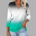 thumbnail image 2 of UAMVSH Women's 3/4 Length Sleeve V-Neck Collared Tops Trendy Gradient Printed Casual Lapel Office Work Tunic Shirts Clothes(Medium,White), 2 of 4