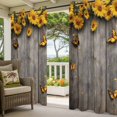 thumbnail image 2 of Summer Sunflower Outdoor Curtains for Patio, Country Style Floral Wood Grain Waterproof Outside Curtains Privacy Blackout Curtain for Porch Pergola Cabana, 2 Panel 54W x 84L Inch, 2 of 9
