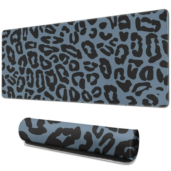 Long Mouse Pads for Desk,Black Leopard Pattern Desk Mats on Top Of Desks, Desk Mouse Pad Extra Large with 3mm Non-Slip Base and Stitched Edge for Gaming,Office,Work,Home 31.5"x11.8"