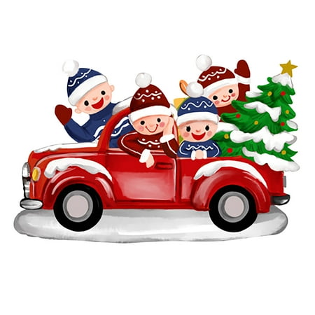 

Christmas Wooden Painted Car Santa Claus Driving Gift Package Small Pendant Decorations